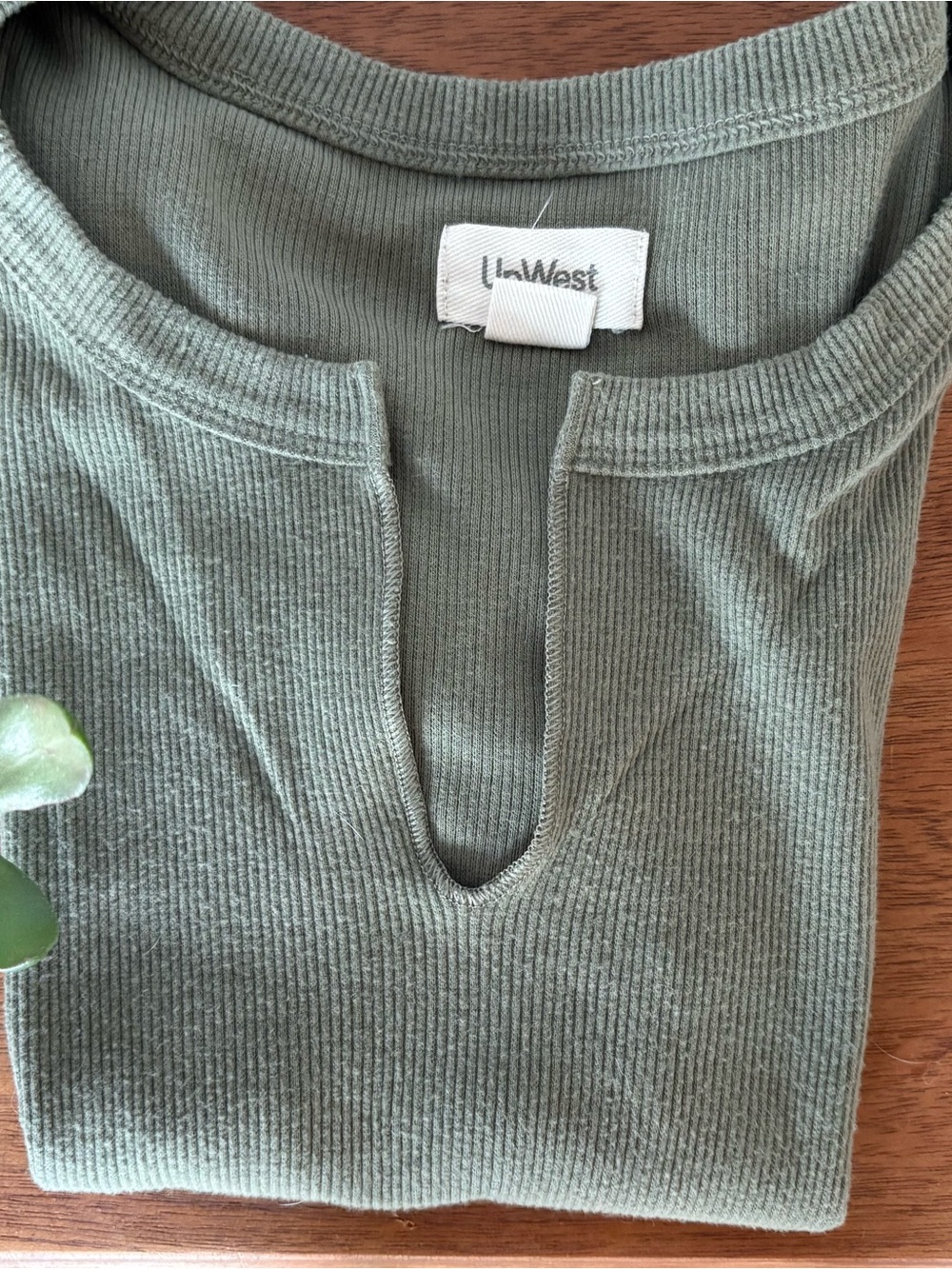 UpWest Short Sleeve Ribbed Tee in Sage Green